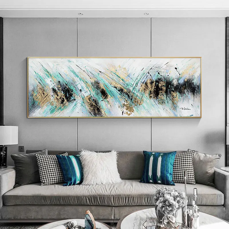 

Modern Abstract Oil Painting on Canvas Poster and Print Wall Art Abstract Art Golden Green Picture for Living Room Quadros Decor