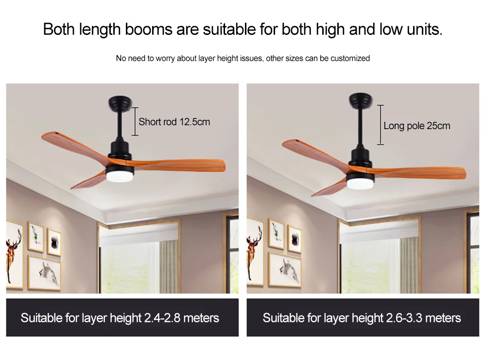 Потолочный вентилятор, вентилятор с пультом дистанционного управления, деревянный промышленный винтажный декор, современный скандинавский 3 деревянных лопасти, AC 220 В, светильник, Прямая поставка