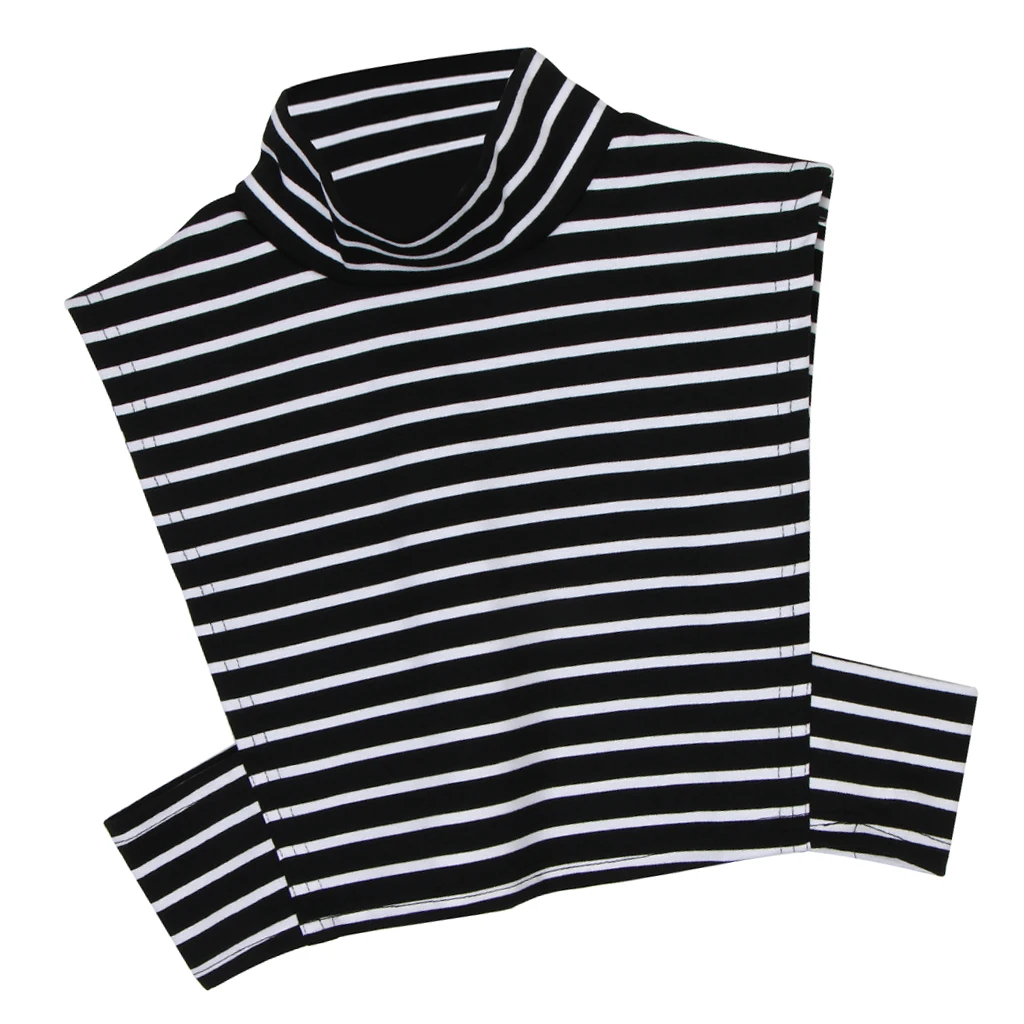

Women Lady Elegant Detachable Turtleneck Striped Shirt Fake Collar False Blouse Accessory Choker