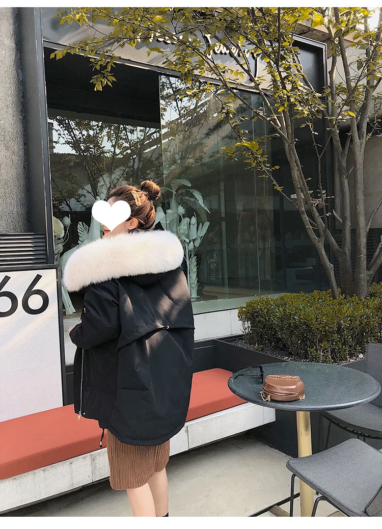 White Duck Down Jacket WOMEN'S Dress Mid-length New Style Winter Thick Genuine Fur Collar Korean-style Cotton Coat Loose-Fi