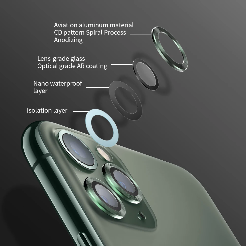 Защитный чехол для камеры для iPhone 11 Pro Max 11Pro 11, чехол, стекло+ металлический задний объектив, защитное кольцо для экрана, крышка для iPhone11 11Pro