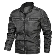 big size 5xl 6xl winter style blue warm Men's plush leather jacket mens pu jacket Outerwear& Coats black zipper jacket for men