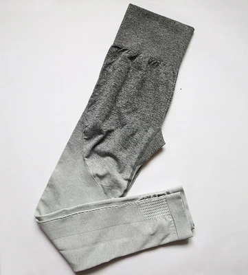 Grey Pants A Комплект из 2 предметов для йоги, женский укороченный Топ с длинным рукавом и с высокой талией, спортивные Леггинсы, одежда для спортзала, бесшовный спортивный костюм с эффектом омбре - Цвет: Grey Pants A