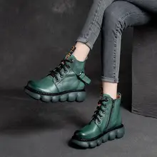 

2021 autumn and winter new British retro thick-soled wedges Martin boots belt buckle casual short boots platform women's shoes