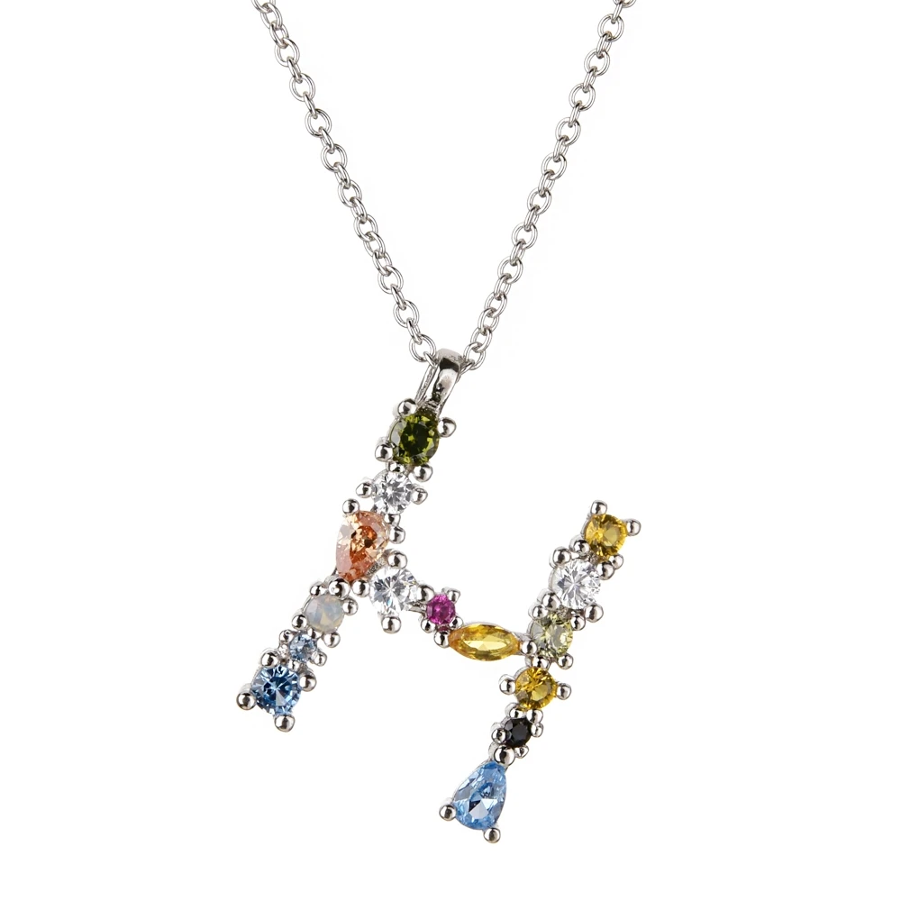 Silver H Altruist 925 пробы серебро I Am Initial P G Подвеска мини тонкое Ожерелье Длинная цепочка Регулируемая позолота кристалл S K ювелирные изделия - Окраска металла: Silver H