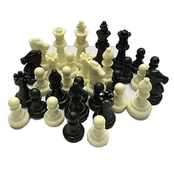 

Medieval Chess Pieces/Plastic Complete Chessmen International Word Chess Game Entertainment Black&White