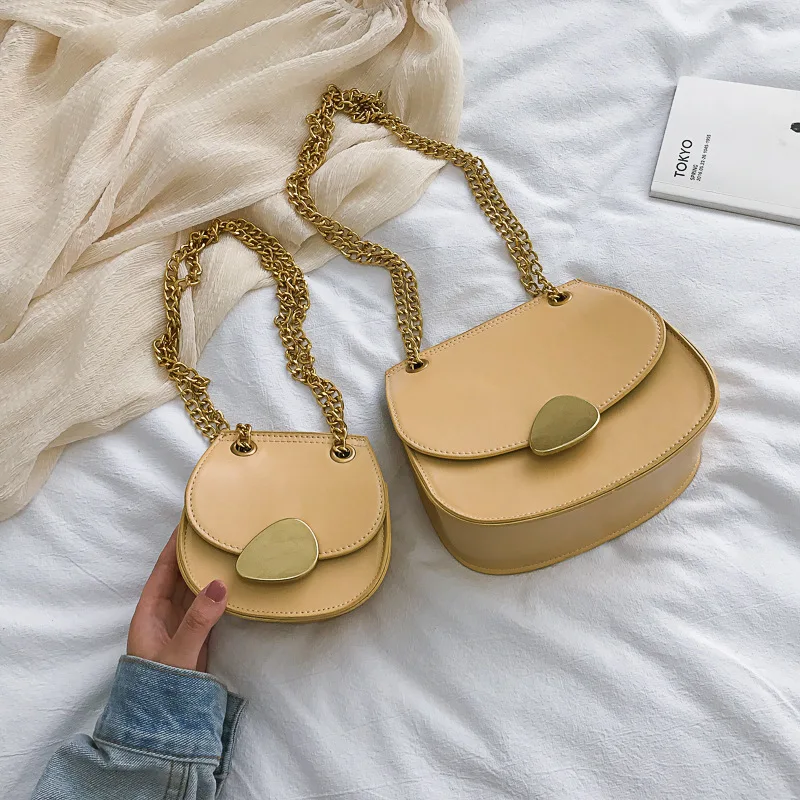 

Textured Bag Western Style Textured WOMEN'S Bag 2020 New Style Fashion Casual Chain Saddle Bag Versatile Shoulder