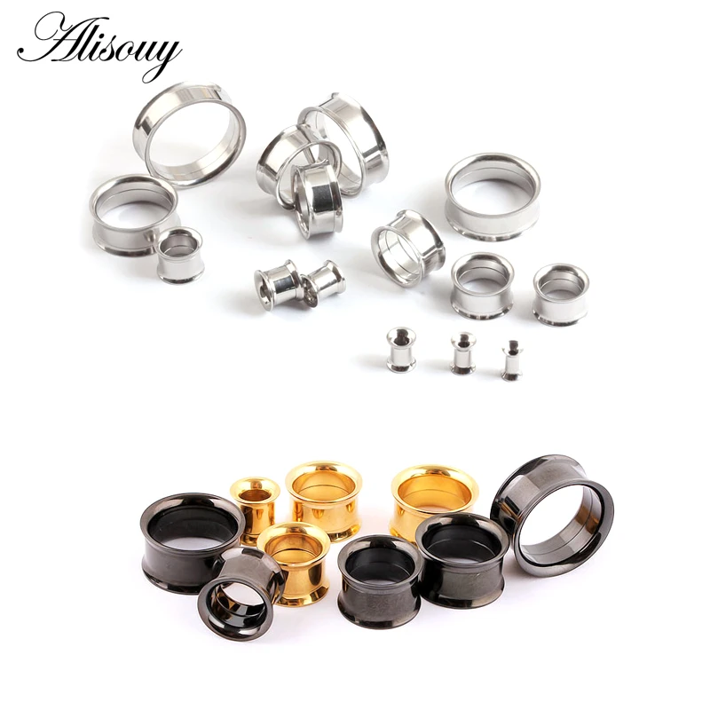 ,2pcs/lot body jewelry stainless steel double flared internally threaded flesh tunnel ear expander plug