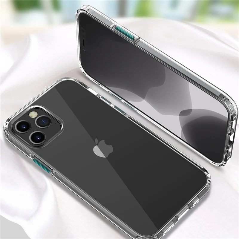 Цветной прозрачный чехол для телефона с кнопкой качественный материал iPhone 12 mini 11