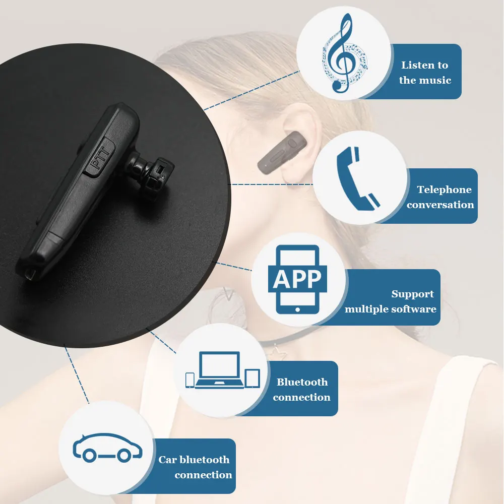 New 2019 Bluetooth Wireless Speaker Microphone Headset Zello Ptt Bluetooth for Android Mobile Phone HB680AP 5