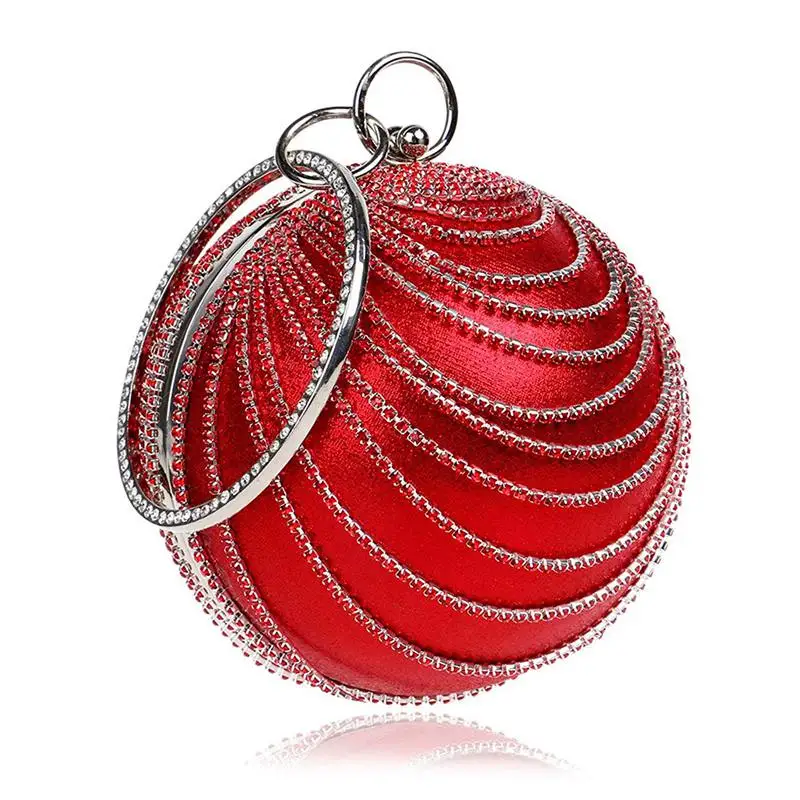 

Women's Ball Shape Crystal Evening Clutch Purse Wedding Party HandBags(Red)