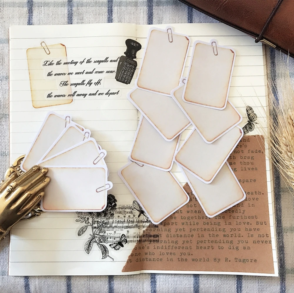 

10Pcs/Set Vintage Label Tag Vellum Paper Sticker DIY Craft Scrapbooking Album Junk Journal Planner Decorative Stickers