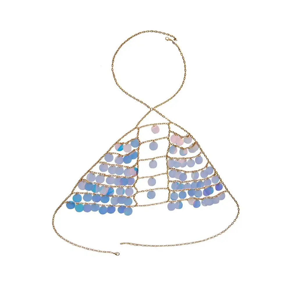 Boho Sequins Body Chains Top Beach Bikini Chain Bra Fashion Harness Charm Body Accessories Jewelry for Women and Girls