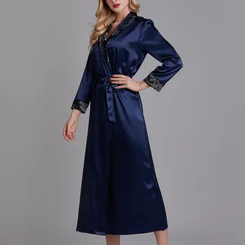 

Women Silk Satin Long Wedding Bride Bridesmaid Robe Kimono Robe Feminino Bath Robe Large Size XXXL Peignoir Femme Sexy @3