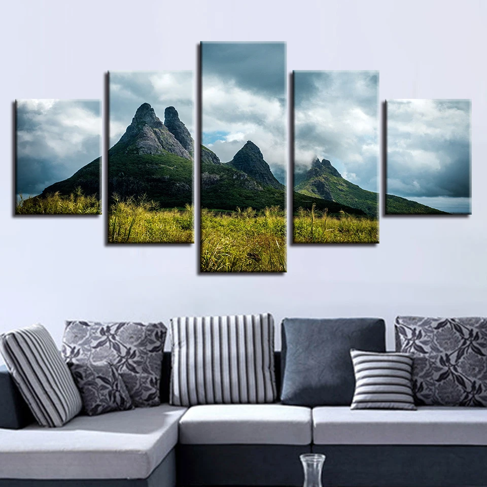 Пейзаж небо облако звезда Гора река воздушный шар 5 шт. настенные картины для