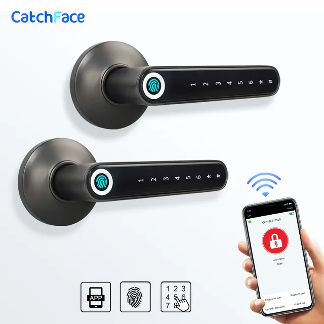 $91.08 Electronic Fingerprint Lock Outdoor Gate Lock Bluetooth Lock APP/Biometric /Code Smart Door Lock Keyless Double side Lock Garden