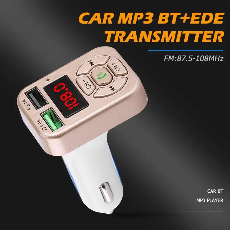 Автомобильное зарядное устройство 3.1A с быстрой зарядкой USB bluetooth Hands-free автомобильный комплект беспроводной fm-передатчик MP3-плеер золотой