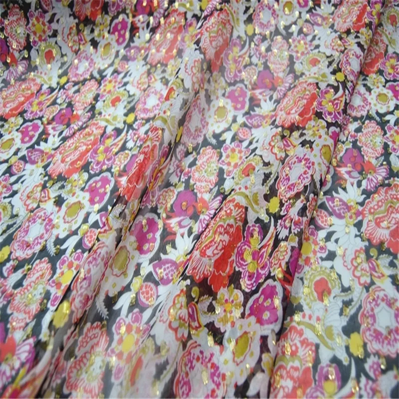 Металлик люрексом шелковой ткани 9momme 114 см 44 дюйма, с цветочным узором, нарядная шелк Материал жаккардовая ткань для хиджаба сари