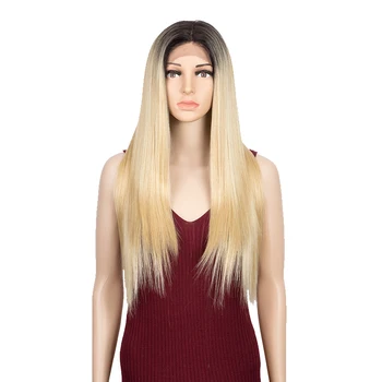 

Synthetic Lace Front Wigs For Women Long Straight Cosplay Wigs Heat Resistant Fiber Ombre Blonde Black Classic Plus