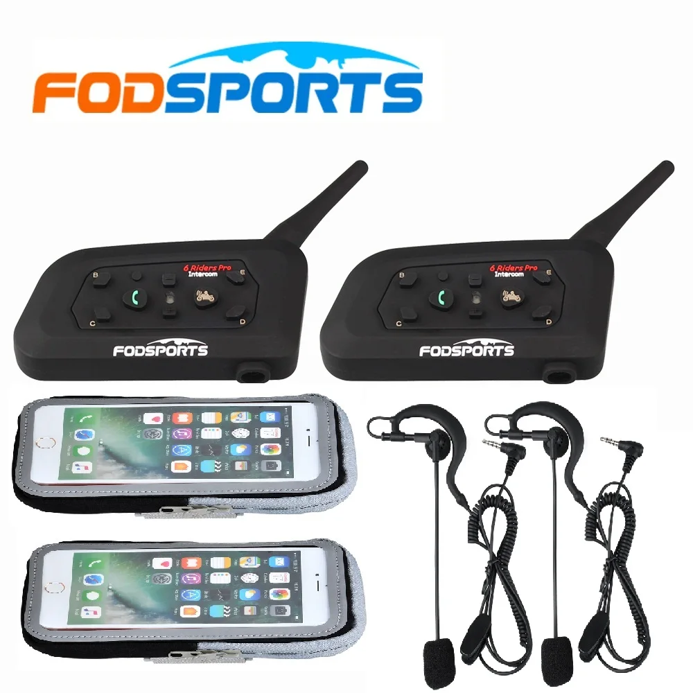 Fodsports 2 шт. V6 Pro BT переговорные беспроводной Bluetooth гарнитура домофон для футбола рефери судьей велосипедной конференции