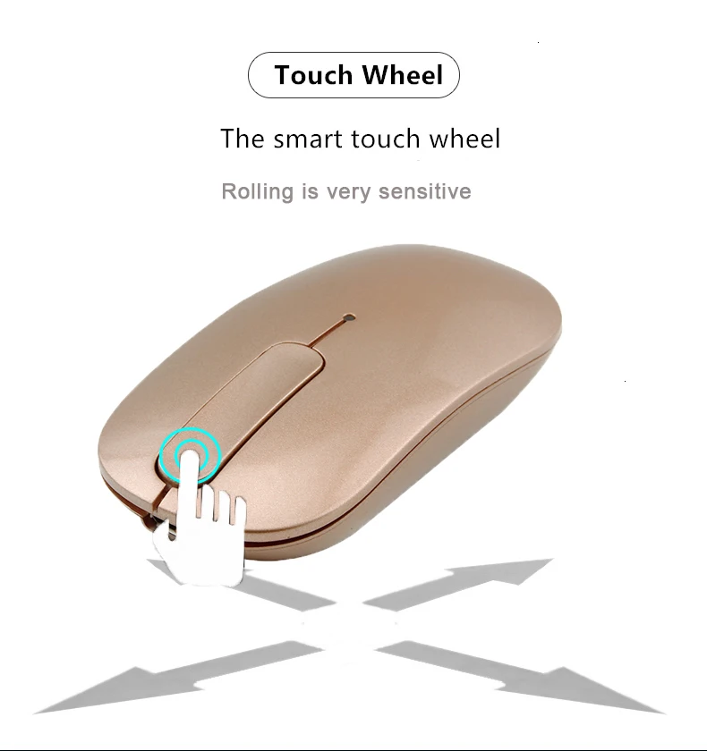 CHYI Rechargeable Bluetooth 4.0 Wireless Mouse Silent Touch Roller Optical Computer Mice Ultra Thin PC Mause For Macbook PC