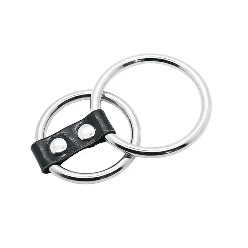 (Комплект из 2 колец) кольца с задержкой времени нержавеющей стали + кожи Кольца