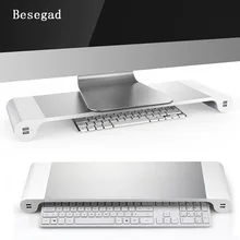 Besegad алюминиевый сплав 4 usb порта настольная подставка пробел компьютер ноутбук монитор док-станция стояк Для iMac MacBook EU US вилки