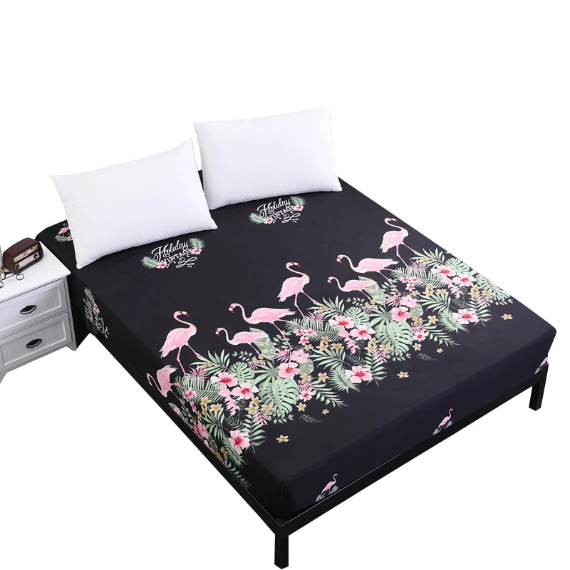 

Printing Bed Fitted Sheet Mattress Cover With Elastic Waterproof Mattress Protector Pad Bed Bug Proof Topper Soft Bedding Linens