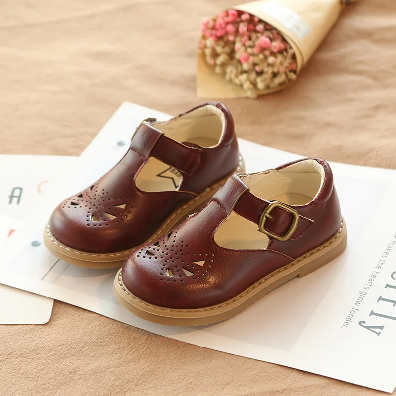 Los nuevos niños bebé niño niñas verano cuero con agujeros zapatos para niños niñas vestido Vintage zapatos tamaño 21-30 B907