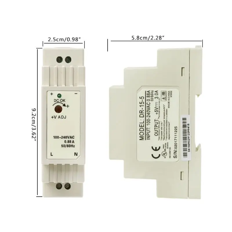 DR-15W промышленные din-рейку импульсный Питание 5V 12V 15V 24V J6PDWholesale и дропшиппинг