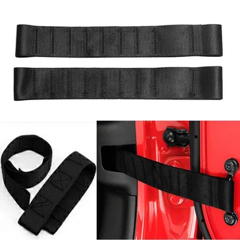 

1 Pair of 1000 LB Heavy Powerful Adjustable Door Limit Stop Belt for Jeep Wrangler TJ JK JL (Black)
