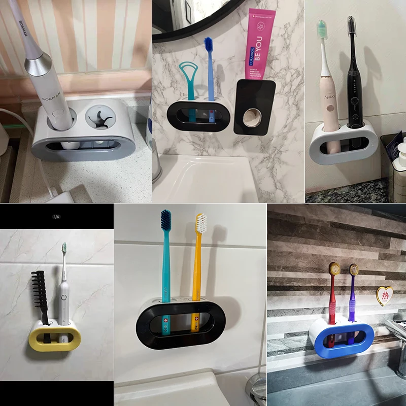 duplo buraco escova de dentes elétrica titular rack escova de dentes armazenamento cabide acessórios do banheiro organizador