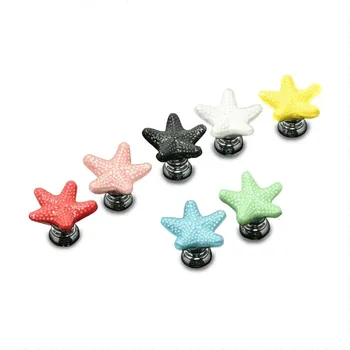 Starfish Ceramic Drawer Knobs Cabinet Pulls Kitchen Handles Cartoon Furniture Handle for Kids Room Furniture Hardware