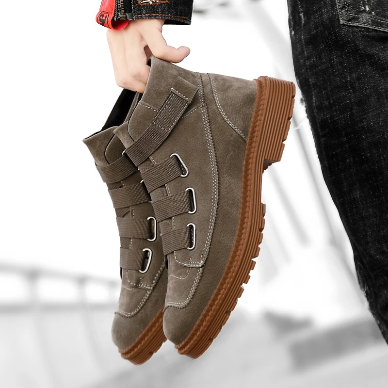 Модные зимние мужские ботинки «Челси»; ботильоны; рабочие ботинки; обувь с высоким берцем на шнуровке с круглым носком; размеры 39-44