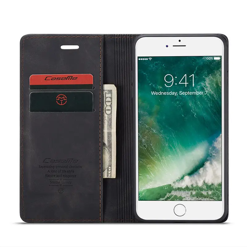 Роскошный Матовый чехол из искусственной кожи для iphone 7 флип бумажник телефона 8
