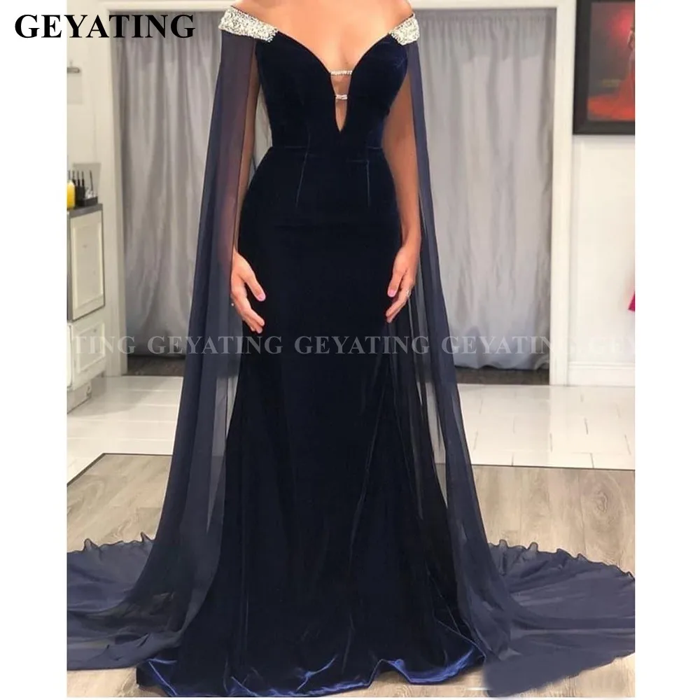 navy velvet evening dress