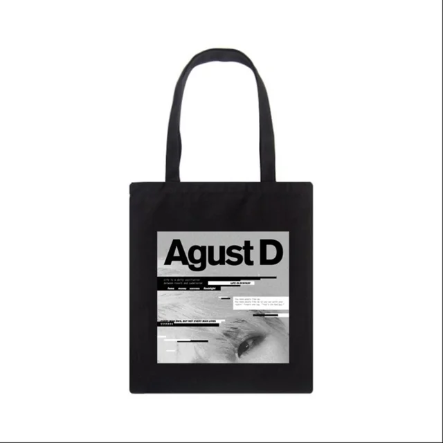 Agust D lienzo impreso bolso de las chicas de moda Casual paquete mujeres compras bolso bolsas de mano de gran capacidad