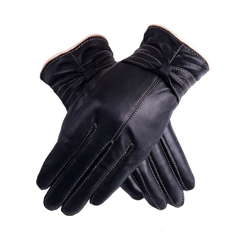 Dark grey Glove Woman Genuine Leather варежки перчатки зимние варежки женские перчатки мужские Promotion Black Gloves Sheepskin - Цвет: Dark grey