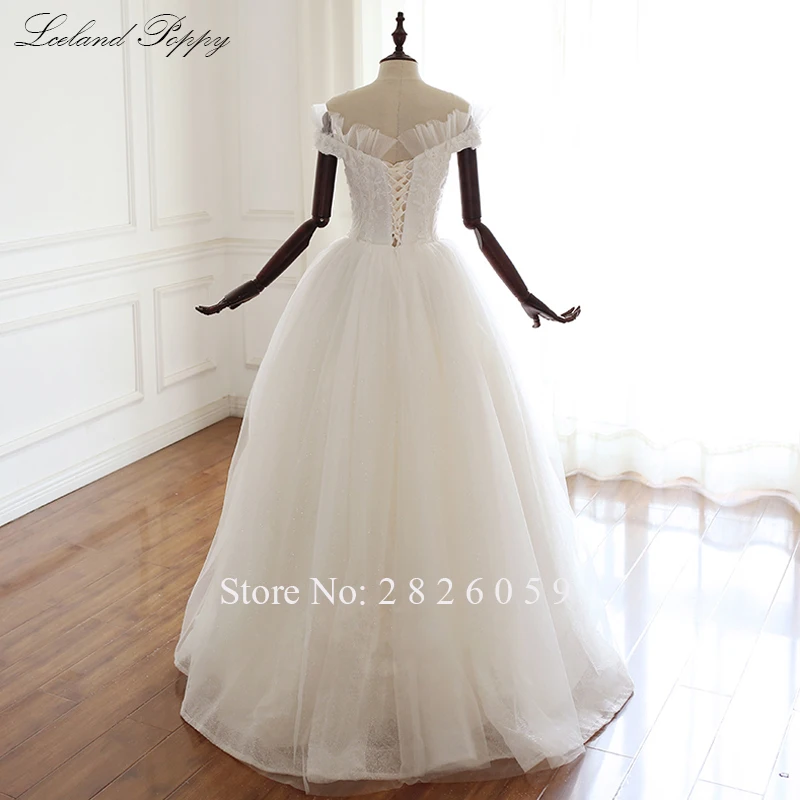 Vestido de Noiva женские трапециевидные тюлевые Свадебные платья с открытыми плечами длиной до пола аппликации свадебное платье с украшением из бусин