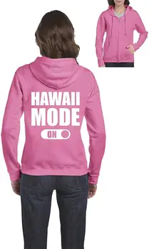 

Hawaii Mode On Honolulu Maui Hawaiian Islands Women's Full-Zip Hooded Sweatshirt (MAP) Azalea Pink Unisex men women hoodie