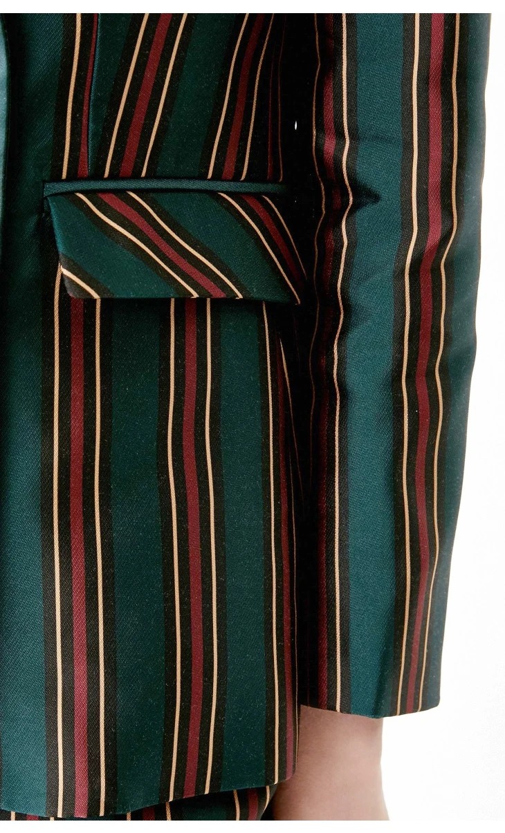 Отборный женский весенний блейзер с широкими полосками пиджак S | 419172505