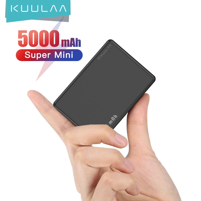 KUULAA Mini Power Bank 5000mAh Portable Charging PowerBank 5000 mAh USB PoverBank External Battery Charger For Xiaomi Mi 9 8 wireless battery pack