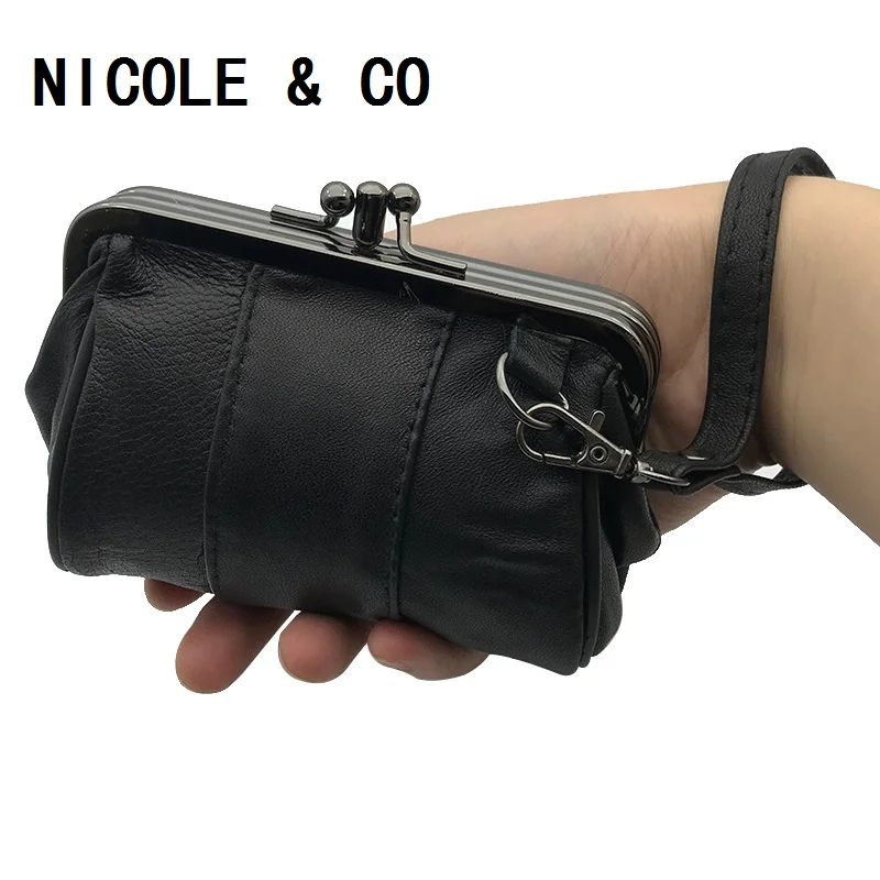 Женский клатч NICOLE & CO из натуральной кожи с металлическим каркасом короткий