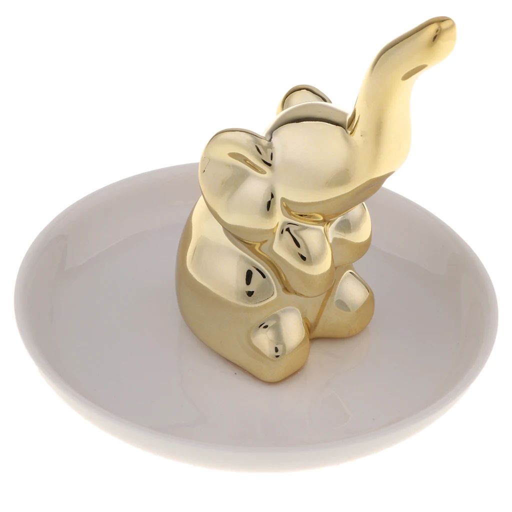 White Dish Gold Ele Керамический органайзер для ювелирных изделий лоток браслет ожерелье кольцо держатель тарелка - Цвет: White Dish Gold Ele