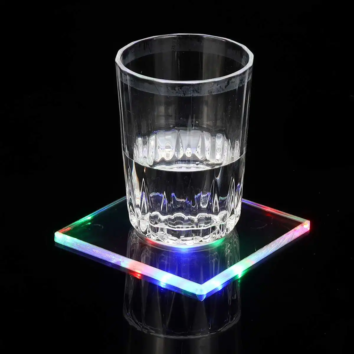 LED Bottle Cup Night Light Color Mat Sticker Club Cocktail Party Pad Holder Square Ultra-thin Luminous Cup Pad Cocktail Bar