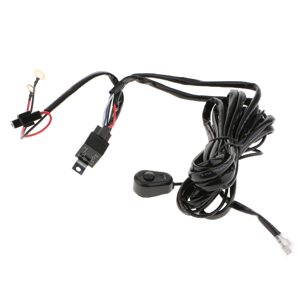 LED Light Bar Wiring Harness Kit 40A Heavy Duty 12V On-off Switch Power Relay Fuse LED Work Light Bar