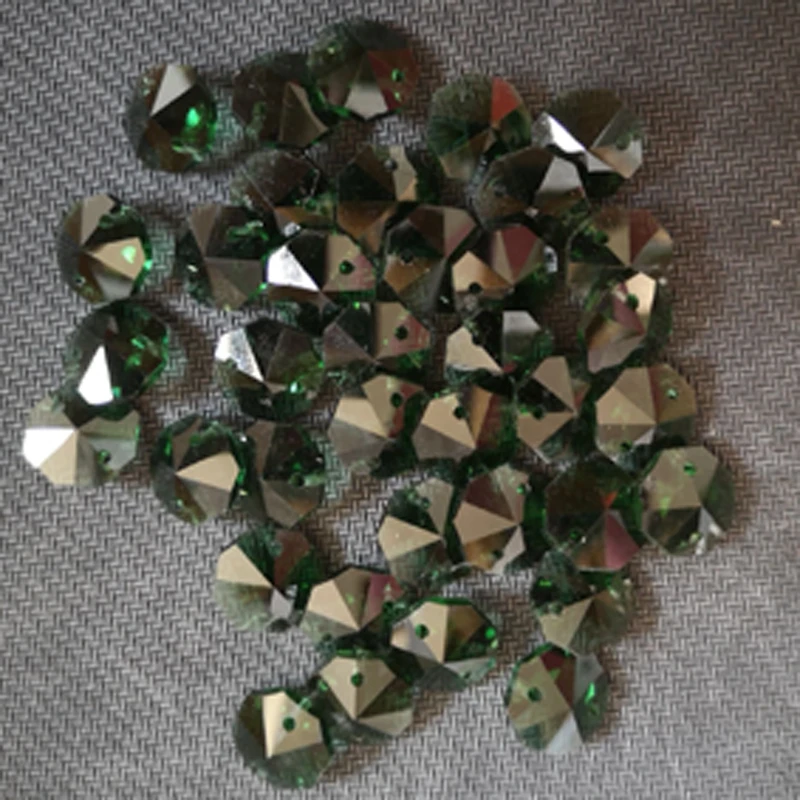 200pcs 14mm 2 hole Crystal Glass Octagon Beads For Chandeliers Parts Crystal Curtain Accessories Home Living Decoration