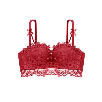 QY0217-red bra Сексуальный кружевной бюстгальтер с оборками, бюстгальтер пуш-ап для женщин, удобный дышащий регулируемый бюстгальтер без косточек, бюстгальтер с небольшой грудью - Цвет: QY0217-red bra
