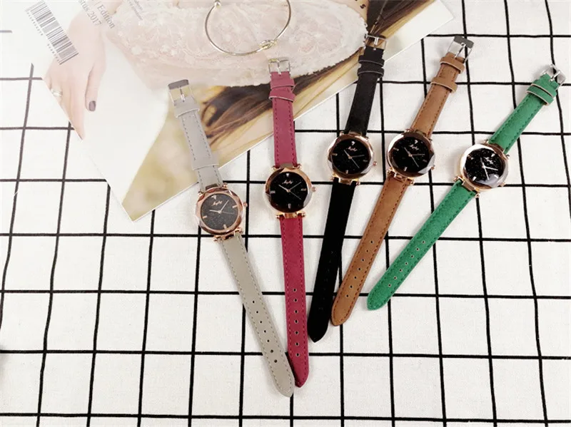

Wechat Business Ladies' Watch Rhombohedral Cool Flower Glass Fashion Star Surface Quartz WOMEN'S Watch Dull Polish Watch