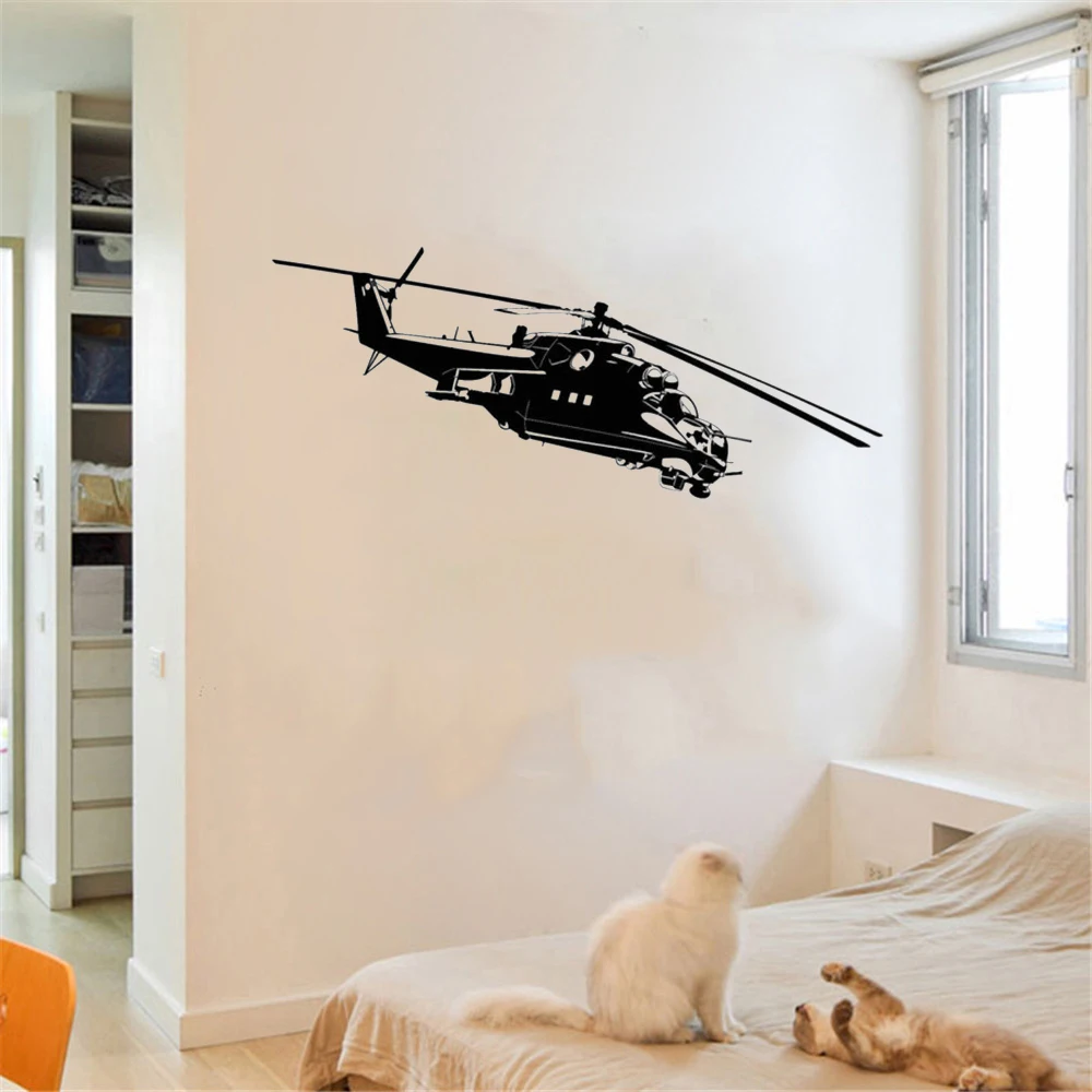 Military Helicopter Apache War Wall Stickers For Kids Room Bedroom